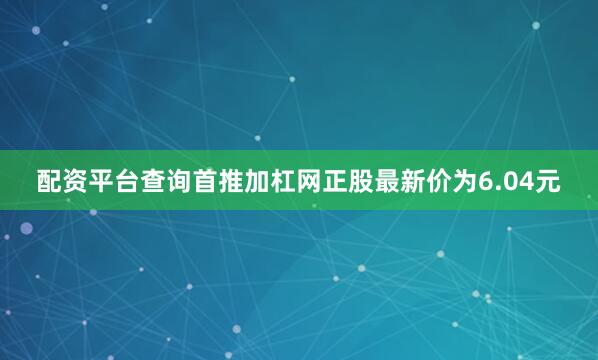配资平台查询首推加杠网正股最新价为6.04元