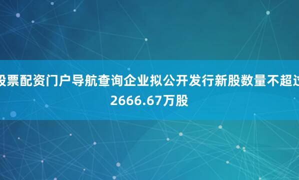 股票配资门户导航查询企业拟公开发行新股数量不超过2666.67万股